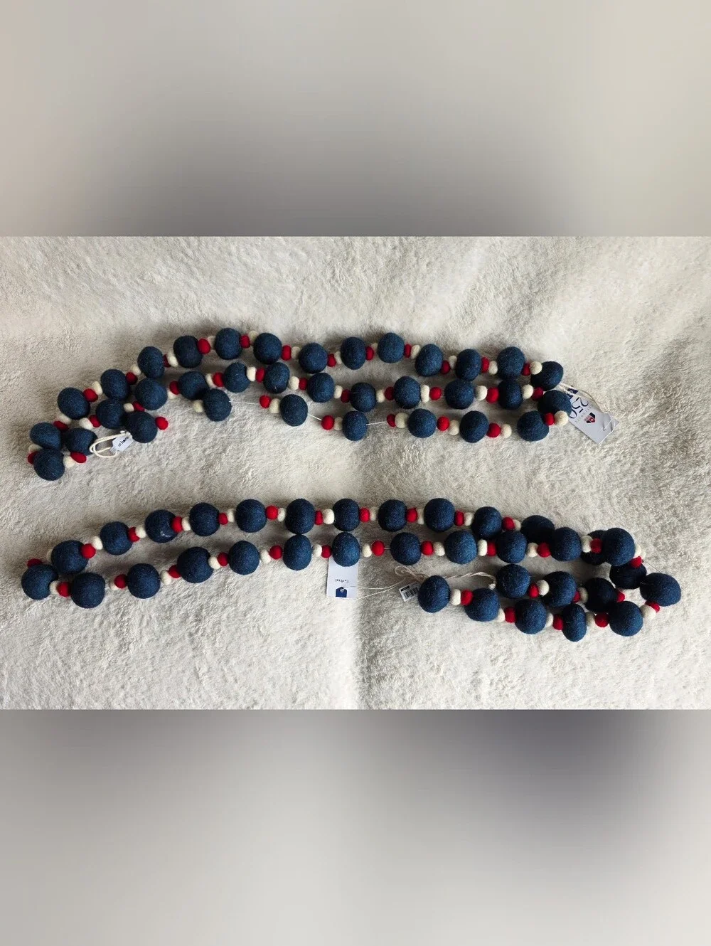 Bundle of 2 New Red White Blue Beaded Felt wool Garland 72